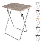 SG Traders Side Folding Coffee Table, Small TV Snack Tray for Eating, Sofa Laptop Desk, Outdoor Foldable Camping Tables, Living Room (Light Wood Grain, Small)