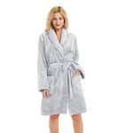 U2SKIIN Women Fleece Robe, Short Cozy Plush Robes for Womens Soft Shawl Collar Warm Spa Bathrobe(Light Grey, L/XL)