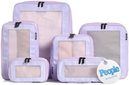 Aerotrunk Compression Packing Cubes for Travel - Luggage Organizer Bags - Double Zipper Packing Cubes for Suitcases (6-Pack, Purple)
