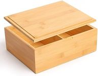 Large Natural Bamboo Decorative Storage Box Wooden Keepsake Box - 10” x 8” x 4” with Magnetic Lid for Home Storage (Upgraded Version)