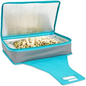 Juvale Insulated Casserole Carrier, Thermal Lunch Container for Hot Food Transport, Picnics (Teal and Grey, 16 x 10 x 4 in)