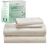 California Design Den - Luxury Double Size Sheet Set - 100% Cotton, 600 Thread Count Deep Pocket Double Size Bed Sheets, Cooling Hotel-Quality Sheets with Sateen Weave - Ivory