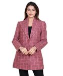 Comfy Sparrow Women Formal Wear Collared Neck Full Sleeve Coat/Blazer (3XL, CARROT CHECK)