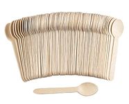 TXV Mart Disposable Wooden Spoons, 100pcs, 6in 100% Natural Food Grade, Eco Friendly Biodegradable and Compostable| for Hand Crafts, Party, Cake Spoons Chocolate Stirrers