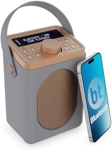 Portable DAB+ Radio with Bluetooth | 15 Hour Battery Playback and Mains Powered | Dual Alarm & Snooze Function| 20+ Presets, LED Display, FM, Headphone Jack | MAJORITY Little Shelford (Grey)