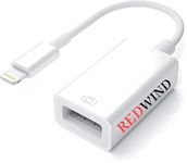 REDWIND Lightning to USB Camera Adapter Lightning Female USB3.0 OTG Cable Adapter for iPhone, iPad Models Support Connect Camera, Card Reader, USB Flash Drive, MIDI Keyboard, Mouse(White)