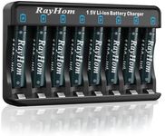 RayHom Rechargeable AAA Lithium Batteries with Charger, 8Pack Li-ion Triple a Battery, 1.5V 1100 mwh High Capacity, Cycle Times Over 1000+