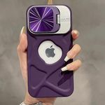 LuxuryKase LK158 iPhone 16 Pro Max Invisible Bracket Lens Protection Case Cover (Silicone | Purple)