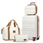 Kono Suitcase Lightweight ABS+PC Hard Shell Carry-Ons Cabin Case 12'' and 20'' Luggage Set with TSA Lock Luggage Sets of 4 Piece Included Duffels Bag & Toiletry Bag for Travel(Cream White)