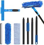 VITEVER Professional 69'' Window Squeegee Cleaner Tool with Extension Pole, 2-in-1 Squeegee for Window Cleaning Kit with Scrubber and Rotating Head, 1 Blade 2 Scrubber