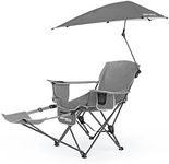 Sport-Brella Beach Chair with UPF 50+ Adjustable Umbrella,Grey