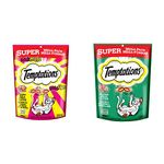 TEMPTATIONS Mix-Ups Cat Treats Beef, Chicken, Turkey + TEMPTATIONS Adult Cat Treats, Seafood Medley Flavour (700g Bundle)