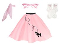 Hip Hop 50's Shop Adult 4 Piece Poodle Skirt Costume Set Light Pink Medium/Large