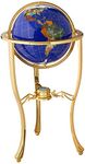 Unique Art 330-GTH-BLUE-GOLD 36-Inch by 13-Inch Floor Standing Blue Lapis Gemstone World Globe Gold Tripod