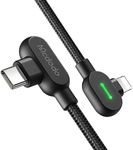 mcdodo LED 36W PD Fast Charge Cord Nylon Braided Sync Charge USB Data 4FT Cable Compatible14/13/12/11 Pro Max (Black, 4FT/1.2M)