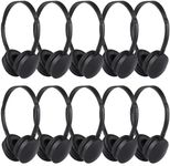 XOSDA 10 Pack Kids Headphones Bulk for School Classroom Students Children Teen Toddler Boys Girls, Wholesale Class Set Earphones (PU102,10 Black)