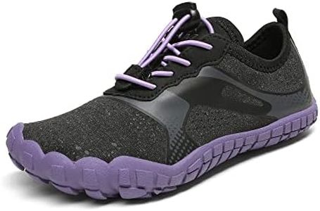 NORTIV 8 Kids Water Shoes, Lightweight Quick Dry Barefoot Athletic Aqua Sports Shoes for Boys & Girls, Outdoor, Summer,Size 3 Little Kid,Black/Grey/Purple,Aqua-K1
