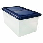 Advantus Extra Capacity 23-Inch File Tote, Letter Size, Clear Base/Navy Lid, 55797