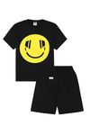 Boy's Happy Face Headphones Pyjamas Cotton Short Pyjamas (14-15 Years) Black