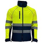 Mens Zip-Neck Workwear Reflective Safety Security Hi Vis SoftShell Jacket