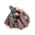 Stanbroil Ceramic Wood Set of Fireplace Logs for All Types of Ventless, Gel, Ethanol, Electric,Gas Inserts, Propane, Indoor or Outdoor Fireplaces & Fire Pits - Small 10 Piece Set