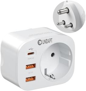 Unidapt Adaptador de viaje 4 en 1 para India con 3 USB, adaptador de enchufe India, adaptador de viaje India, enchufe de viaje tipo D, adaptador para Sri Lanka, India, Nepal, enchufe de viaje, India,