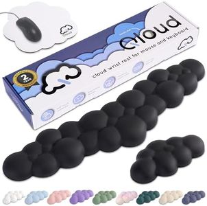 Create-ables Qloud Cloud Wrist Rest Keyboard Wrist Rest for Computer Keyboard Pad, Cloud Keyboard Wrist Rest, Wrist Pad for Keyboard, Memory Foam, Non Slip Base, Comes with Mouse Pad - Matte Black
