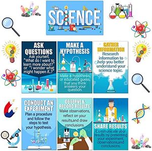 31 Pieces Scientist Bulletin Board Set Laminated Science Posters Classroom Decals Banner Classroom Wall Decoration for Teachers Science Lab Cutouts School Bulletin Board Office Party Supplies