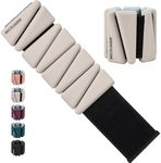 BECOJADDE Wrist Ankle Weights Adjustable Training Intensity for Strength Training Walking Running Yoga Pilates Jogging for Women Men Set of 2 (2lb Each), Pewter Beige