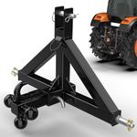 3 Point 2" Trailer Hitch Receiver and Trailer Ball Hitch with Hook Heavy Duty Tractor Drawbar 3 Pt Quick Hitch Category 1 Farm Equipment and Subcompact Trailer Hitch for Kubota, John Deere