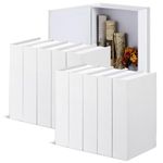 Geyoga 10 Pcs Faux Book Box Decorative Books Modern Linen Fake Books Decor for Coffee Table DIY Crafts Storage Home Bookshelf Cafe Hotel Decoration Display, 8.6 x 6.1 x 1.8 Inch (White)