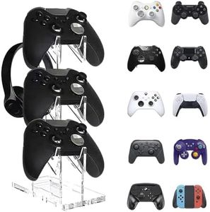 Weforu 3 Tier Acrylic Display Stand， Dual Stand，Universal Controller Holder Compatible for PS4 Controllers PS5, Xbox ONE