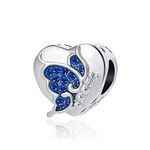 YQSLIN Blue Sparkling Butterfly Dream Heart Crystal Animal Bead fit Pandora Charms Necklace Bracelet for Girls Women