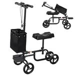 Knee Scooter for Foot Injuries Adult, Adjustable Knee Walker Crutch Alternative for Broken Ankle & Leg Recovery, Foldable Mobility Knee Scooter with Dual Brakes & Pad (Black)