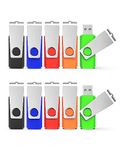 KEXIN 10 Pack 16GB USB Stick 3.0 Flash Drives Memory Stick High Speed Thumb Drive Pen Drive Zip Stick with LED Light For Data Storage (Multicolor)