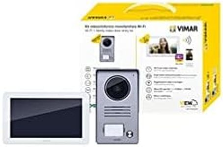 Vimar K40955 1 Family Video Call Kit Includes Hands-Free Touchscreen Video House Phone LCD7in and WiFi Connection, 1-Button Bell Tray with Rain Cover, Power Supply, with Accessories for AP