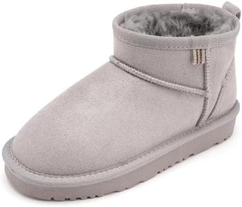 Stelle Kids Snow Boots Girls Boys Winter Ankle Boots Outdoor Warm Slip On Faux Fur Lined Shoes for Toddler/Little/Big Kid（Grey,10MT