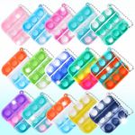 15 PCS Mini Pop Fidget it Keyrings Party Favours, Silicone Squeeze Pop Bubble Fidget Bulk Sensory Toys, Pop Keychain Bubble Pop Toy Party Bag Fillers for Kids, Wrap Pop Stress Reliever Anti-Anxiety