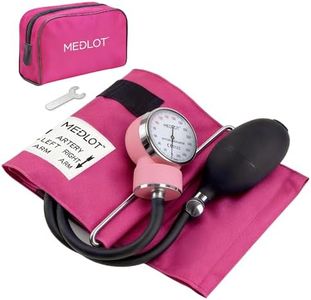 LotFancy Manual Blood Pressure Cuff Adult with D-Ring, Professional BP Cuff 10"-16", Standard Adult Size Sphygmomanometer with Carrying Case for Home Medical, Nursing Student, Doctor, Nurse, Pink