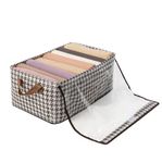 House of Quirk Durable Linen Closet Organizers and Foldable Flip Storage Baskets, Rectangle Storage Boxes for Pants, Shirt, Sweaters, Bra Panty, Socks (Pack 1, Houndstooth)