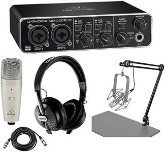 U-Phoria Studio Pro Complete Recording Bundle, UMC202HD USB Audio Interface, C-1 Studio-Grade Microphone, Studio Headphones, Broadcast Arm with Internal Springs, and Integrated 10' XLR Cable