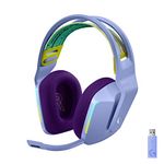 Logitech G733 Lightspeed Wireless Gaming On Ear Headset with Suspension Headband, LIGHTSYNC RGB, Blue VO!CE mic Technology and PRO-G Audio Drivers-Lilac