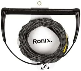 Ronix Combo 3.0 Hide Grip Wakeboard Handle, 1.15 in. Diameter w/70ft. 4-Sect. Hyb. Solin Rope, Black