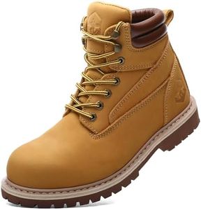 TOUGHSTEPS Steel Toe Work Boots for Men Non Slip Comfortable 6" Leather Rubber Safety Industrial & Construction Workboots 5.5