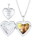 Heart Locket Necklace that Holds Pictures Custom Photo Locket Pendant Personalized Memorial Gifts for Women