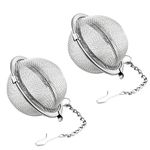 Mebamce 2pcs Stainless Steel Tea Strainer Infuser Balls Mesh Tea Filter with Extended Chain Hook (4.5cm)