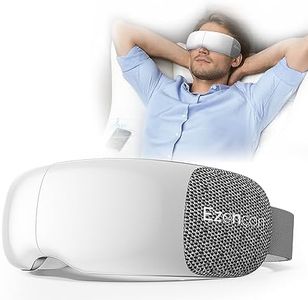 Ezencon Eye Massager with Heat for Migraines - Foldable Heated Eye Massager with Phone Music 3 Modes White Eye Mask for Dry Eyes Rechargeable Temple Massager Strain Relief Birthday Gifts