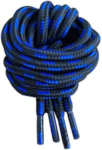 Black & Red Round Strong Heavy Duty Hard Wearing Durable Boot Laces Shoelaces for work boots, Steel Toe Cap Boots, Walking Boots, Hiking Boots, Black & Blue, 75cm/29.5" Inches long