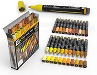 Acrylic Paint Pens 22 Assorted Yellow And Brown Pro Color Series Markers Set 3mm Medium Tip for Rock Painting, Glass, Mugs, Wood, Metal, Canvas, DIY, Outlining. Non Toxic, Waterbased, Quick Drying