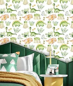 Idomural Peel and Stick Wallpaper Dinosaur Self Adhesive Wallpaper Kids Children Cartoon Removable Wallpaper for Classroom Playroom Bedroom Decorative 17.7in x 9.8ft